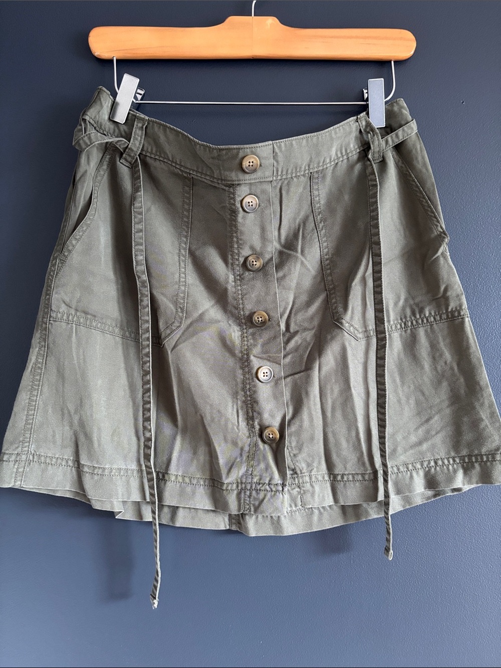 GAP Olive Green Button-Front Mini Skirt